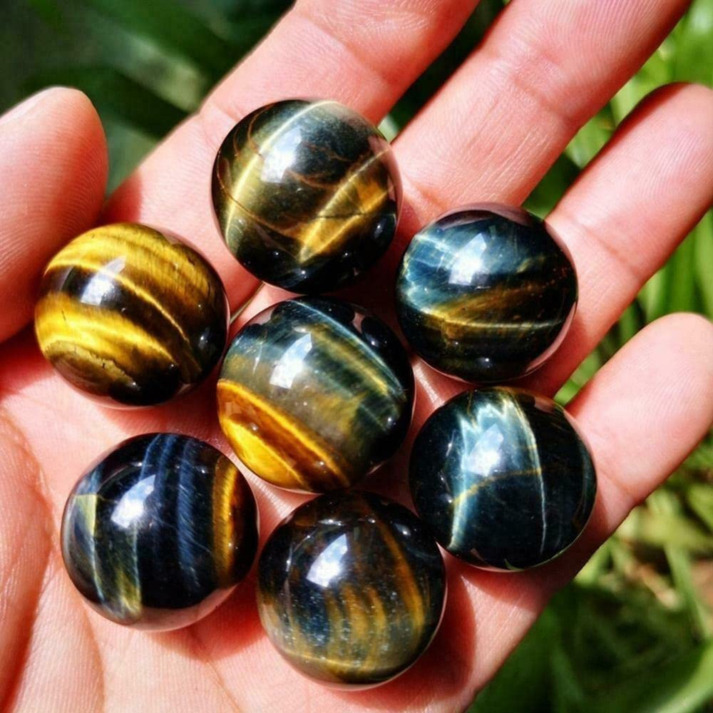 TEAMWILL blue tiger eye jasper ball on desk as focal decor