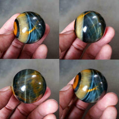 TEAMWILL blue tiger eye jasper ball in plant pot as natural accent
