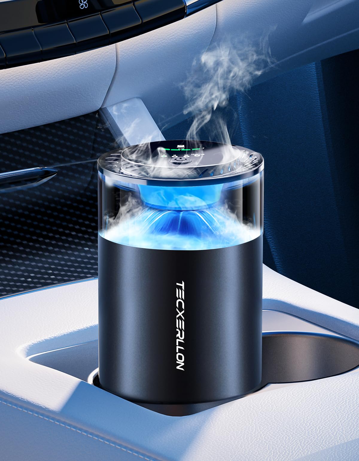 TECXERLLON car diffuser settings displayed for customizable scent.