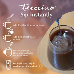 Teeccino Avellana: preparación rápida para bebidas calientes o frías.