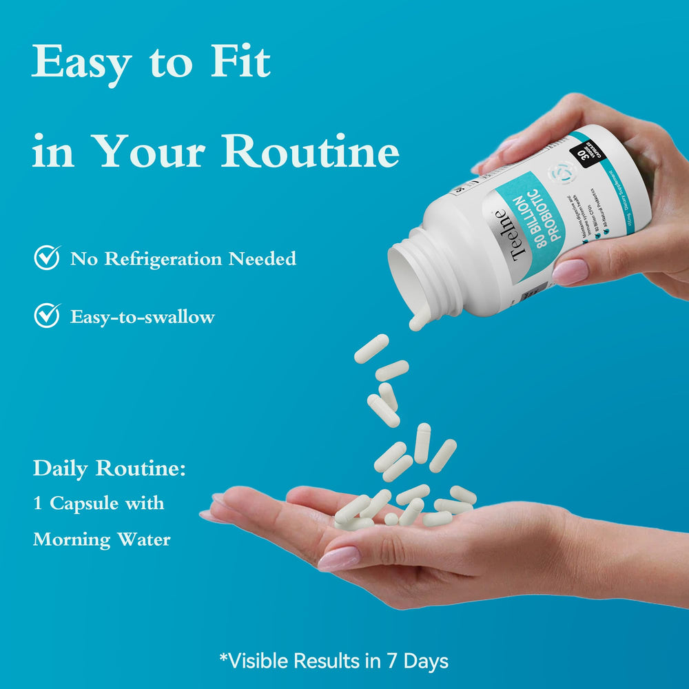 Graphic of gut health concept with Teelne Probiotics.