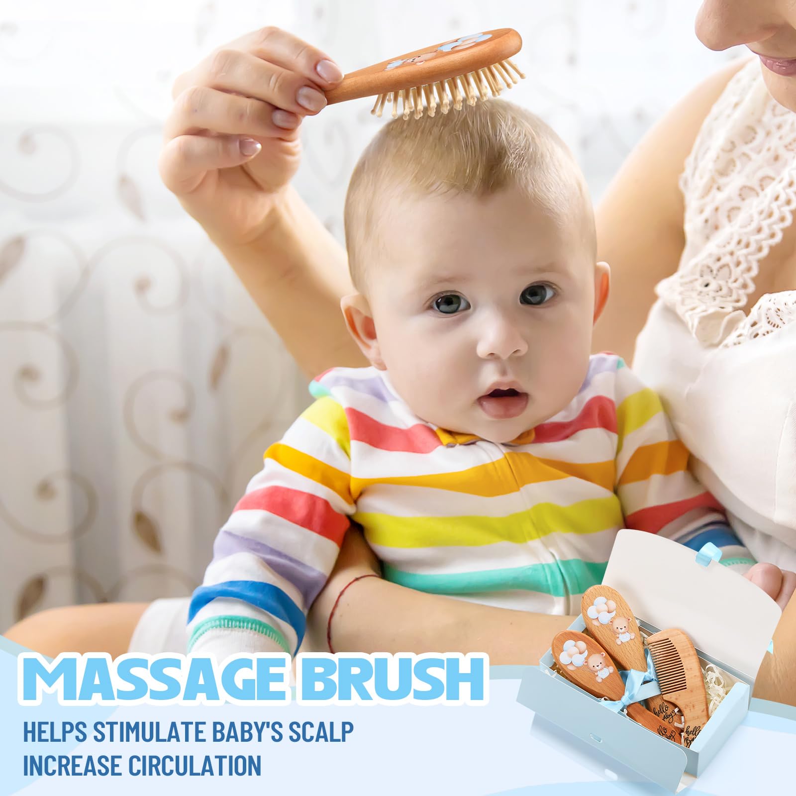 Teeneyou blue wooden grooming set adds nursery style and practicality.