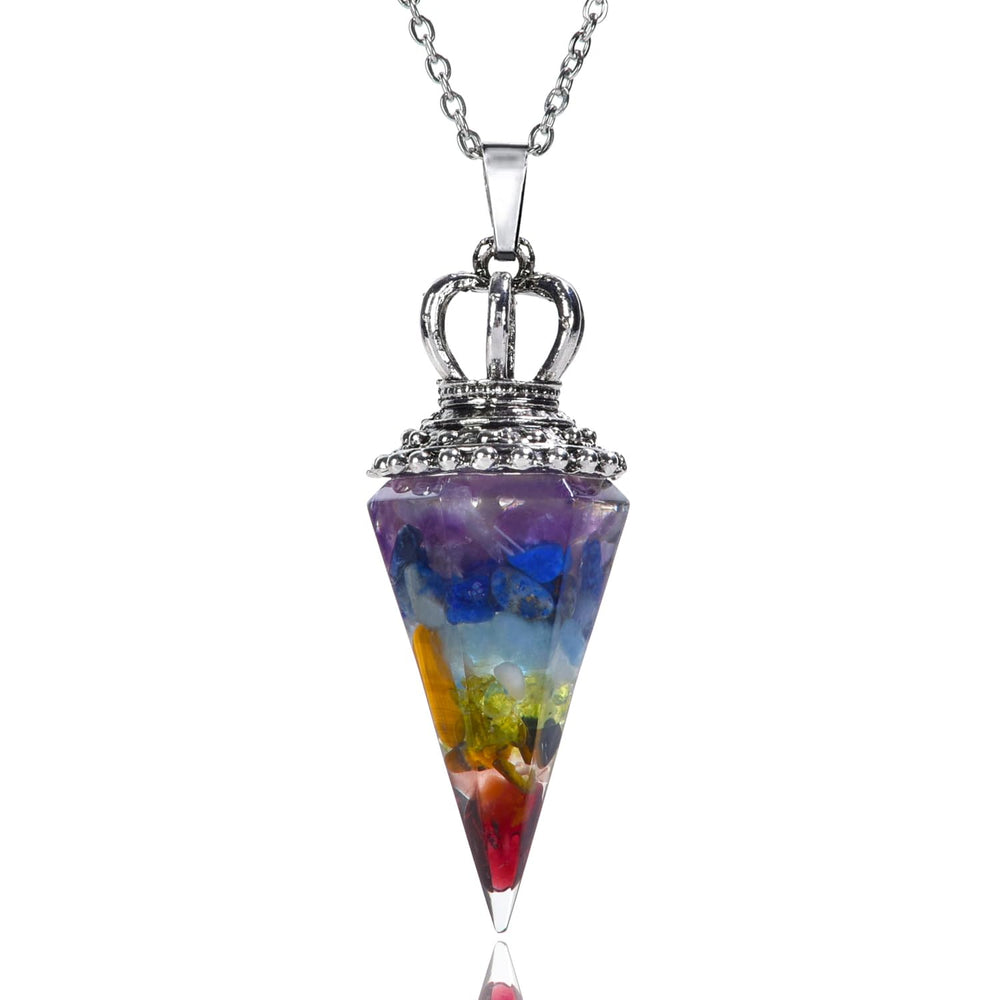 Tegembur crystal necklace with hexagonal point pendant for balance and style.