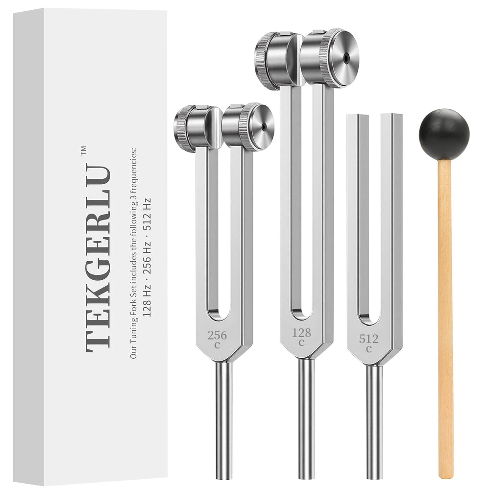 TEKGERLU tuning forks 128Hz-256Hz-512Hz with clear, sustained vibrations for meditation