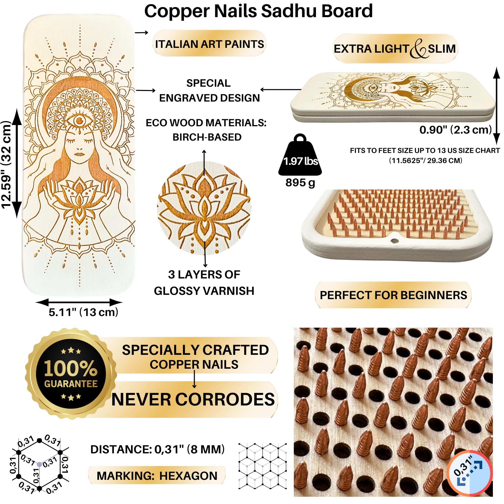 TENGRY Sadhu Board hexagon pattern for balanced pressure