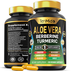 Tenmido Aloe Vera Capsules bottle front for daily wellness support.