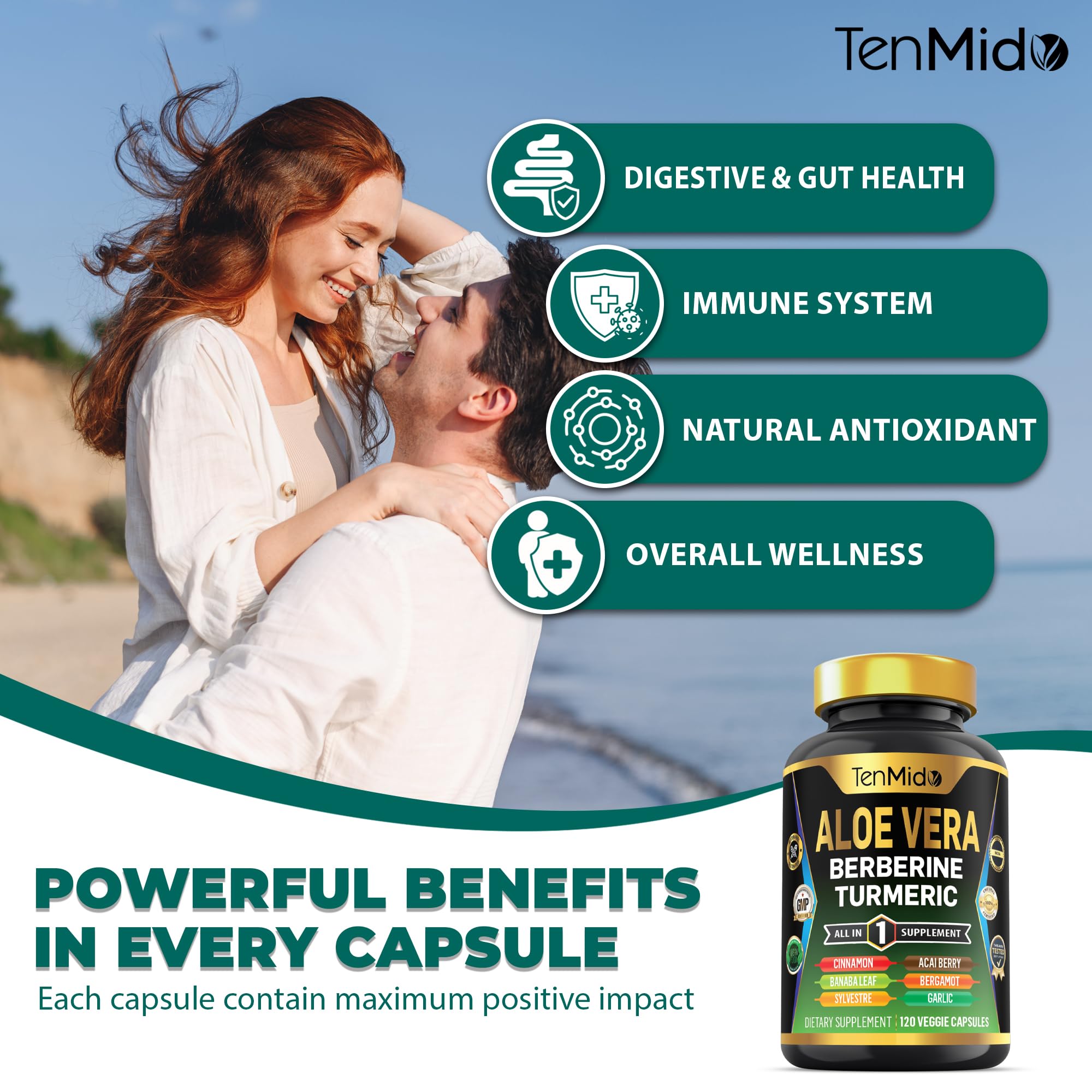 Tenmido Aloe Vera daily dosage scene with water for easy use.