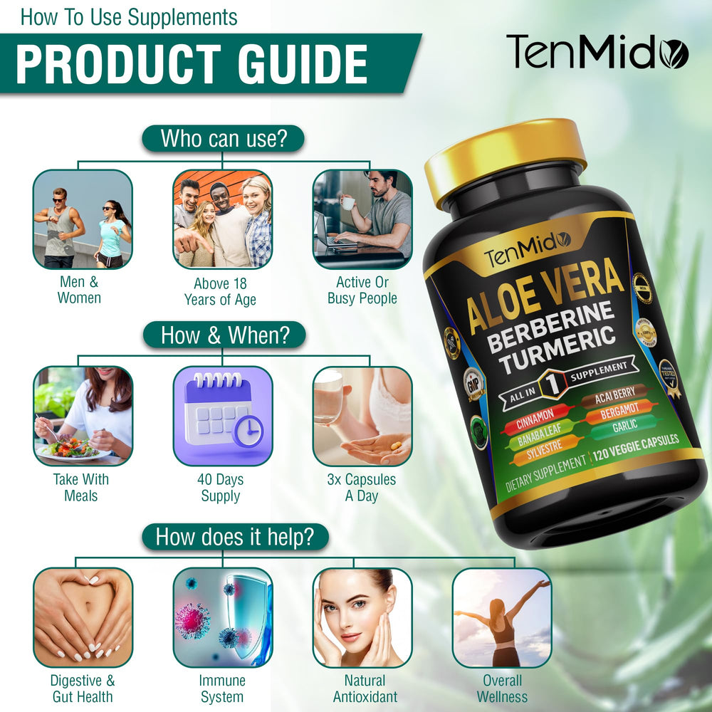 Tenmido Aloe Vera portable pack showcases convenient supplementation on the go.