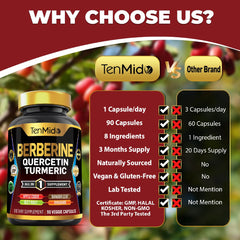 Tenmido Berberine apple cider vinegar extract bottle for digestion support.