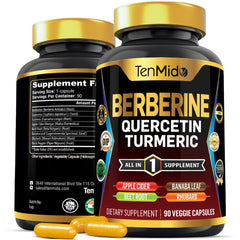 Tenmido Berberine bottle and capsules for daily vitality and digestive support.