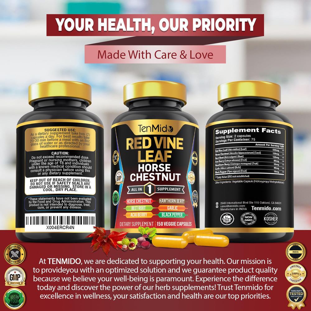 Tenmido Black Pepper extract capsules support improved absorption and potency.