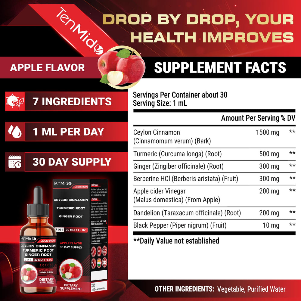 Tenmido Cinnamon Drops dropper releasing fast-absorbing liquid