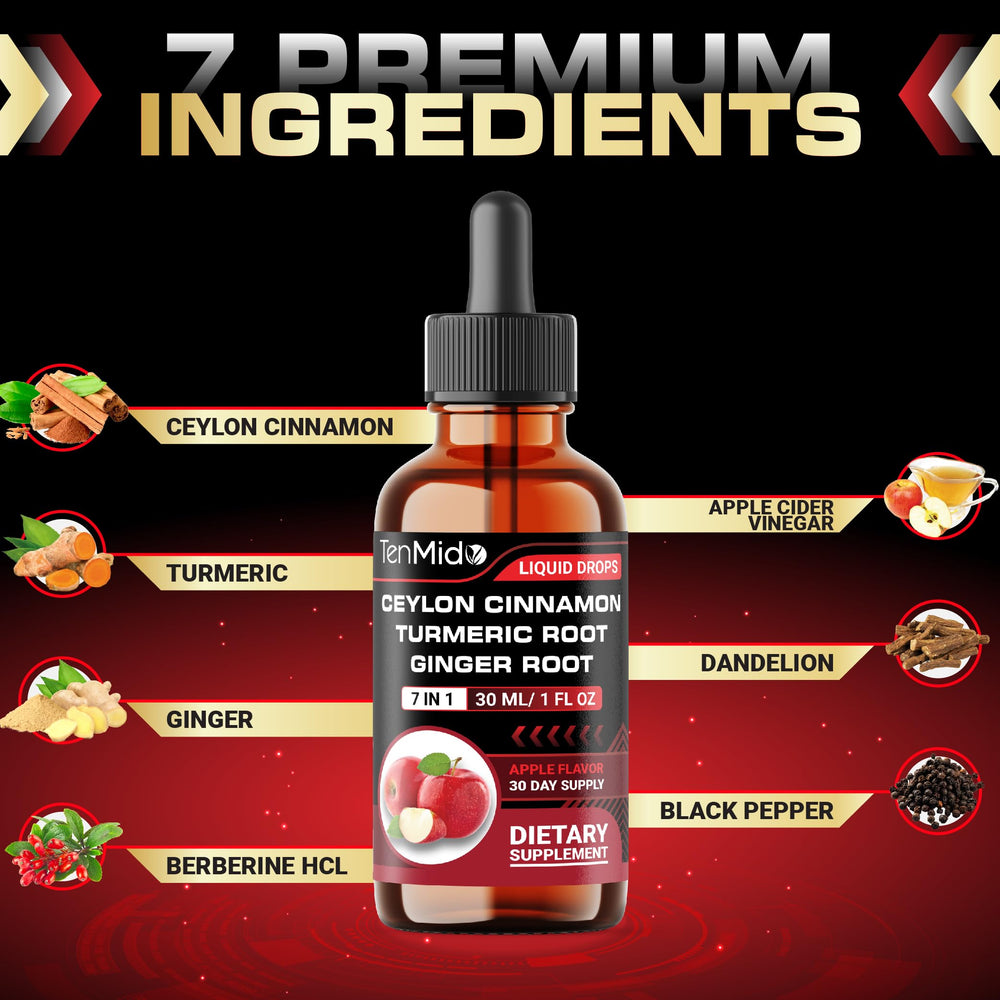 Tenmido Cinnamon Drops ingredients scene featuring turmeric and ginger
