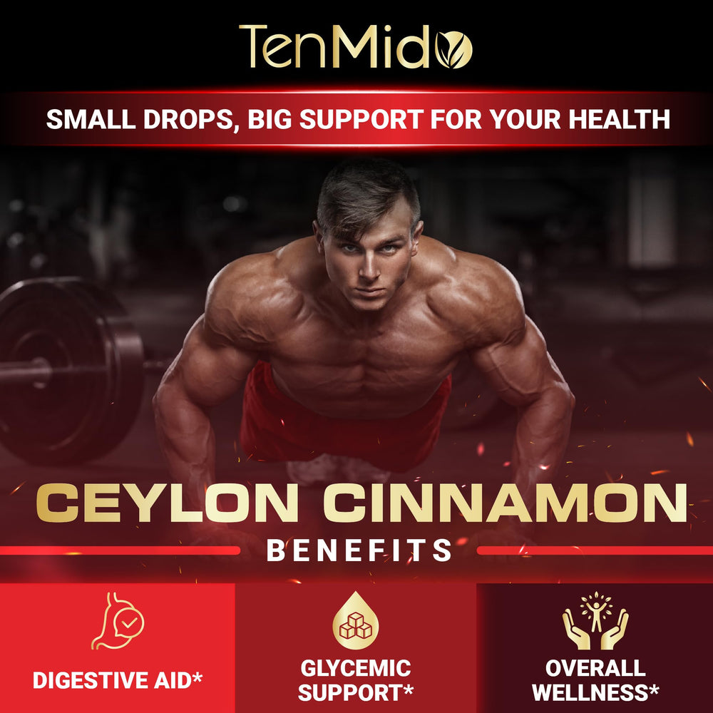 Tenmido Cinnamon Drops hand holding bottle for daily use