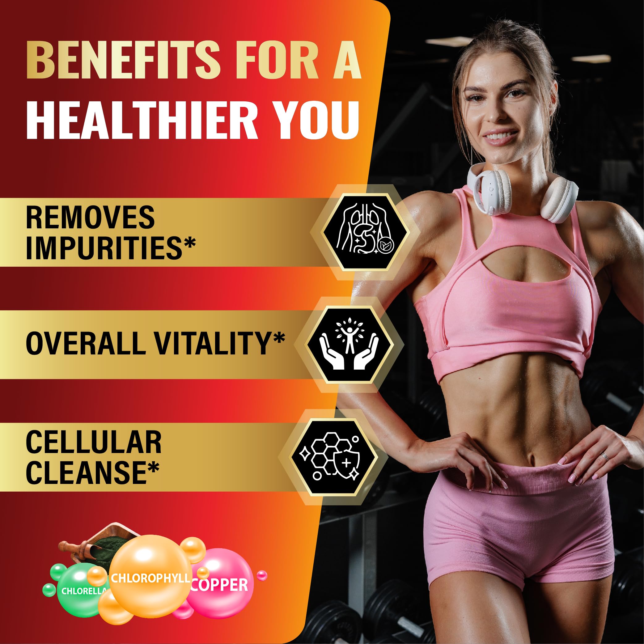 Chlorella and spirulina blend shown in Tenmido supplement visuals