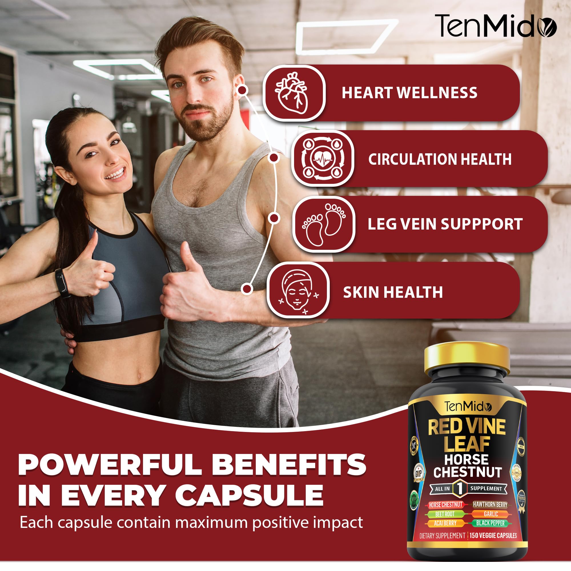 Tenmido Hawthorn Berry extract capsules for a balanced everyday routine.