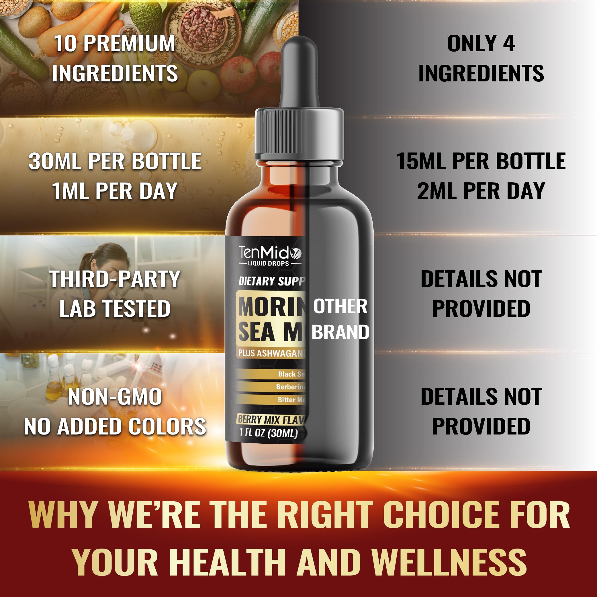 Tenmido liquid reveals a rich golden color of extracts