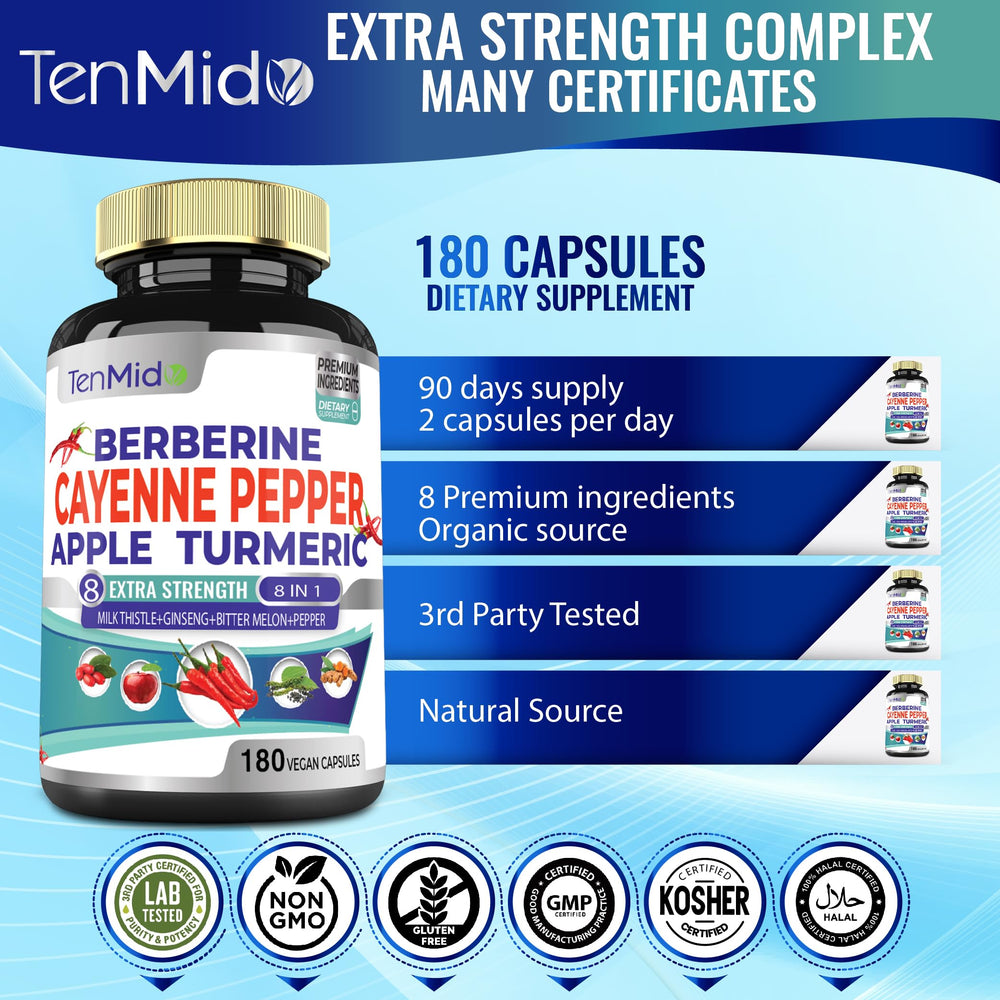Tenmido GMP ISO seal on packaging indicating quality standards.