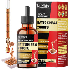 Tenmido nattokinase liquid drops bottle shown for convenient daily use.