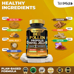 Tenmido Royal Jelly capsules representing premium vitality ingredients