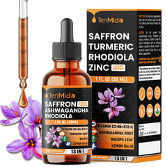 Tenmido Saffon Extract Drops bottle with 13-in-1 blend for daily balance and calm