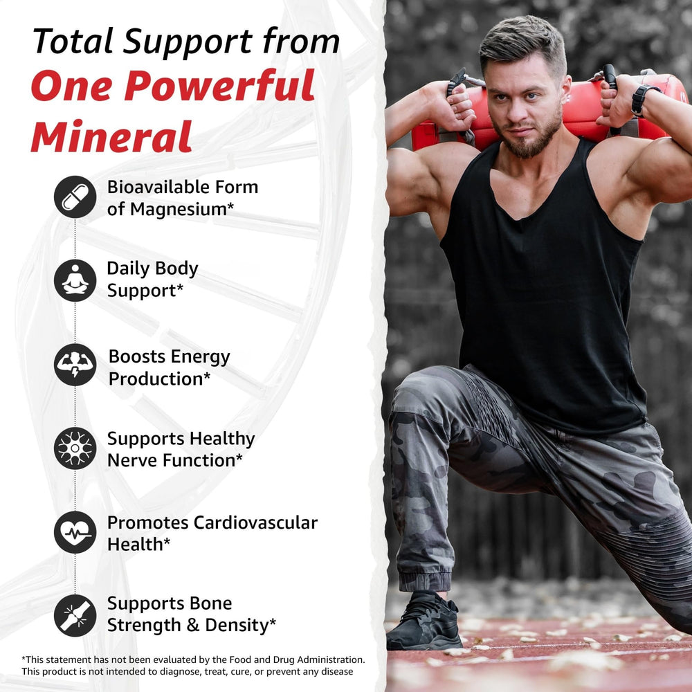TenX Health Magnesium capsule closeup highlights high absorption citrate for muscle wellness.