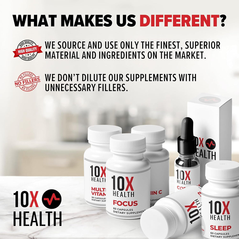 10X Health System daily-nutrition support lifestyle image with capsules and water