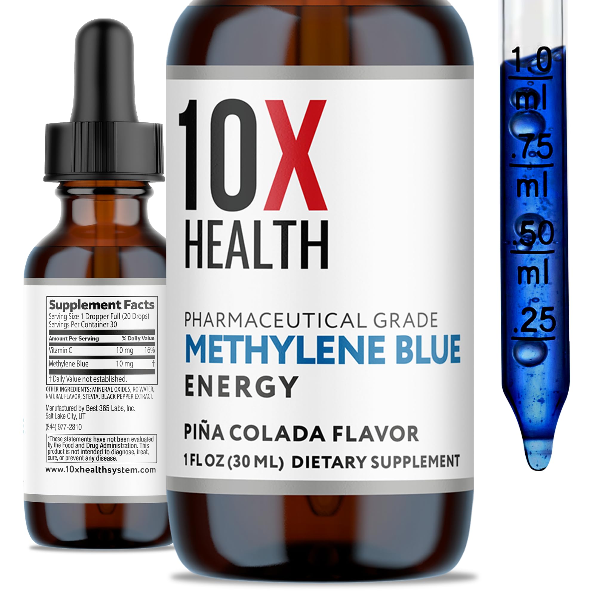 10X Health System Methylene Blue Drops bottle highlighting energy support potential