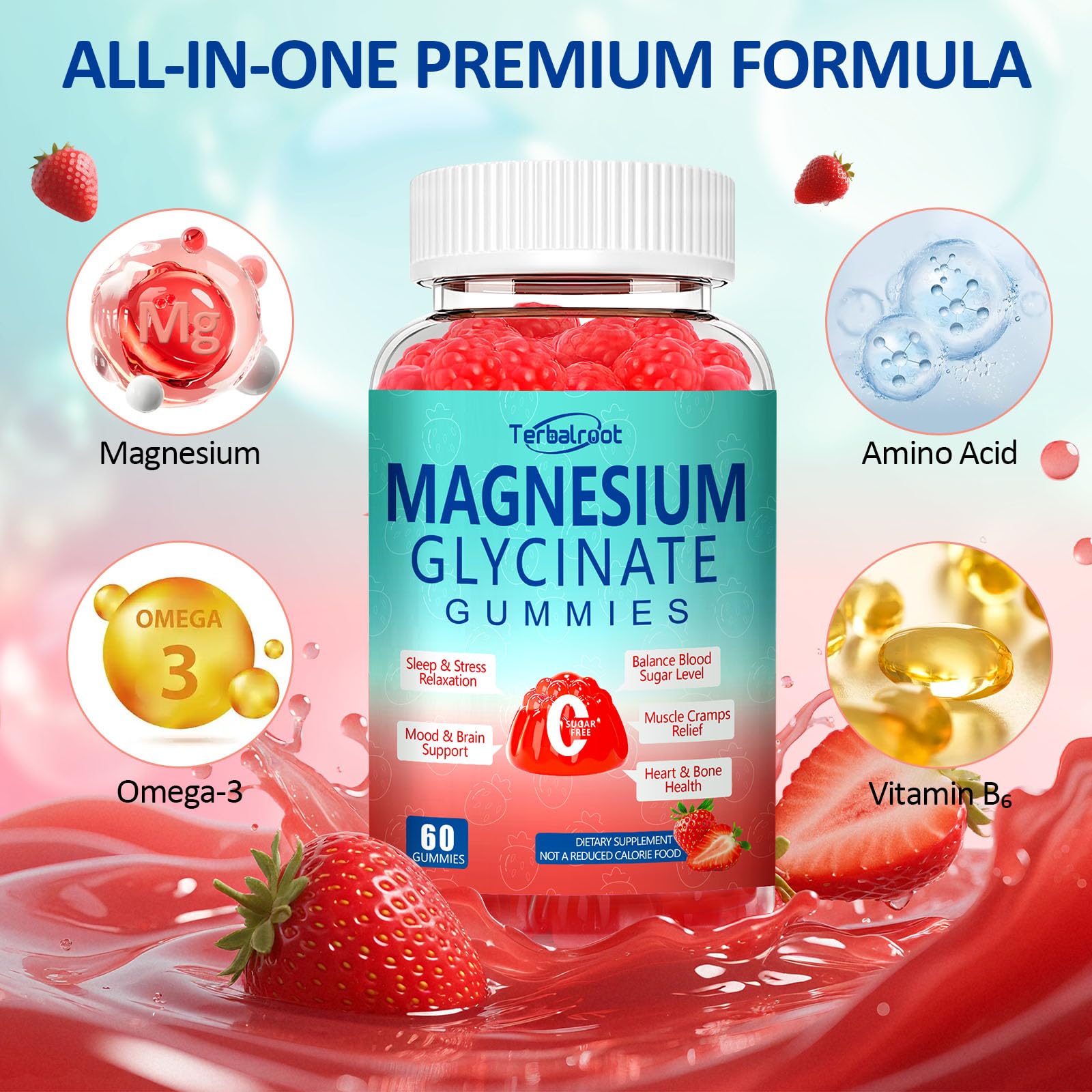 Terbalroot magnesium label closeup highlighting high absorption formula.
