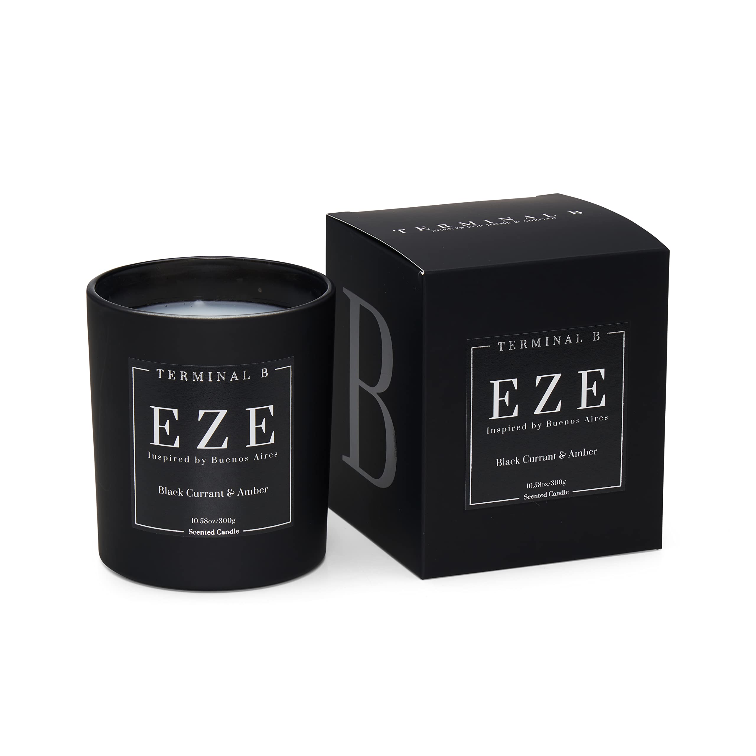 Terminal B EZE bottle in matte black vessel enhances modern decor with refined scent.