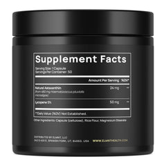 Terra Elmnt capsules close-up highlighting natural astaxanthin and lycopene.