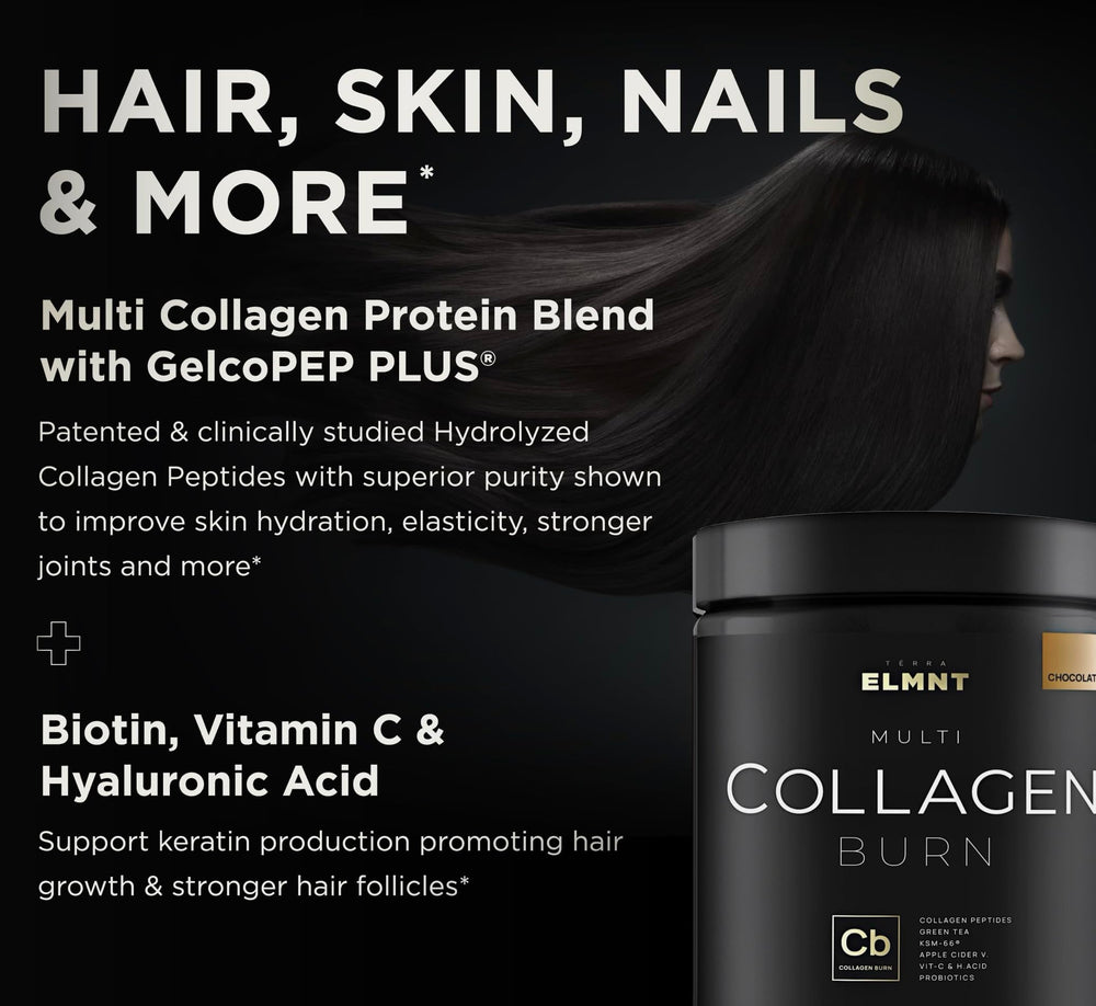 Terra Elmnt hyaluronic acid and biotin capsule image for hydration and nail strength.