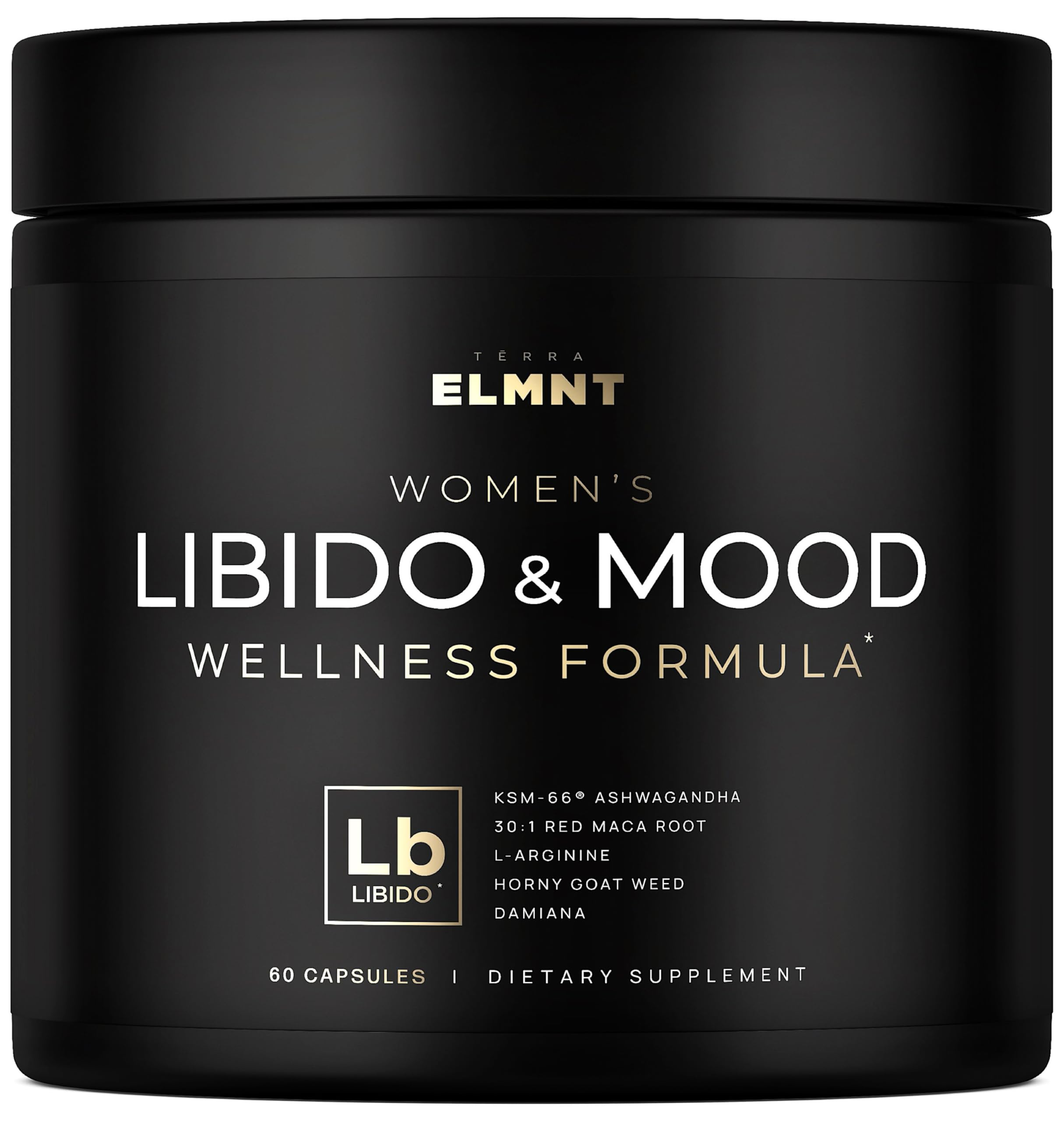 TERRA ELMNT libido bottle front highlighting high-potency formula for women's vitality