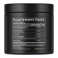 Close-up of Terra Elmnt capsules showing Red Maca and KSM-66 for energy and mood