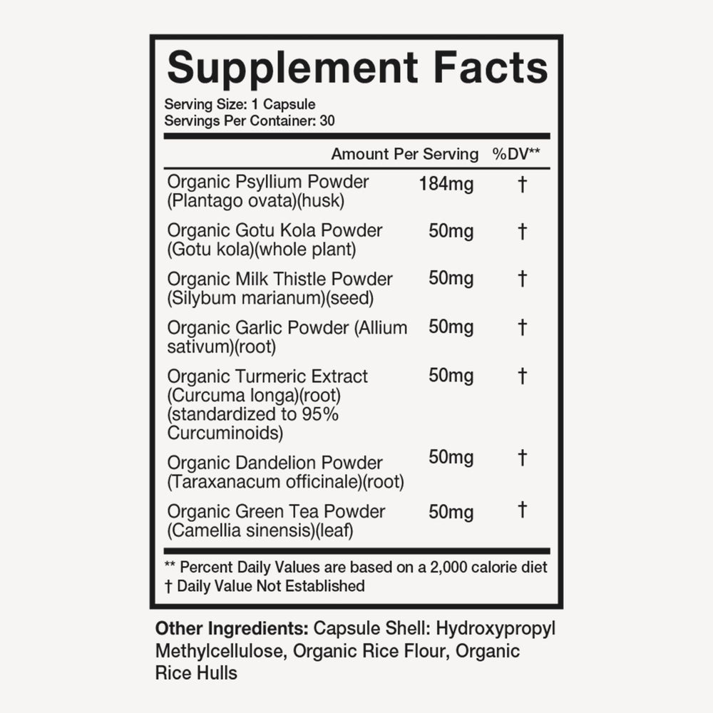 Terra Health Essentials Detox daily capsule near glass illustrates simple daily ritual.