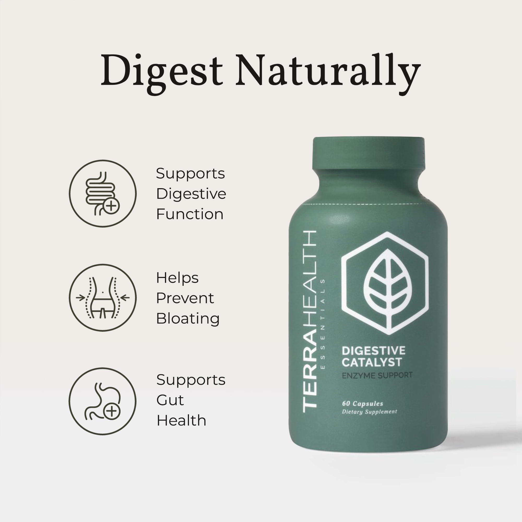 Terra Health Digestive Catalyst bottle with ingredients label visible