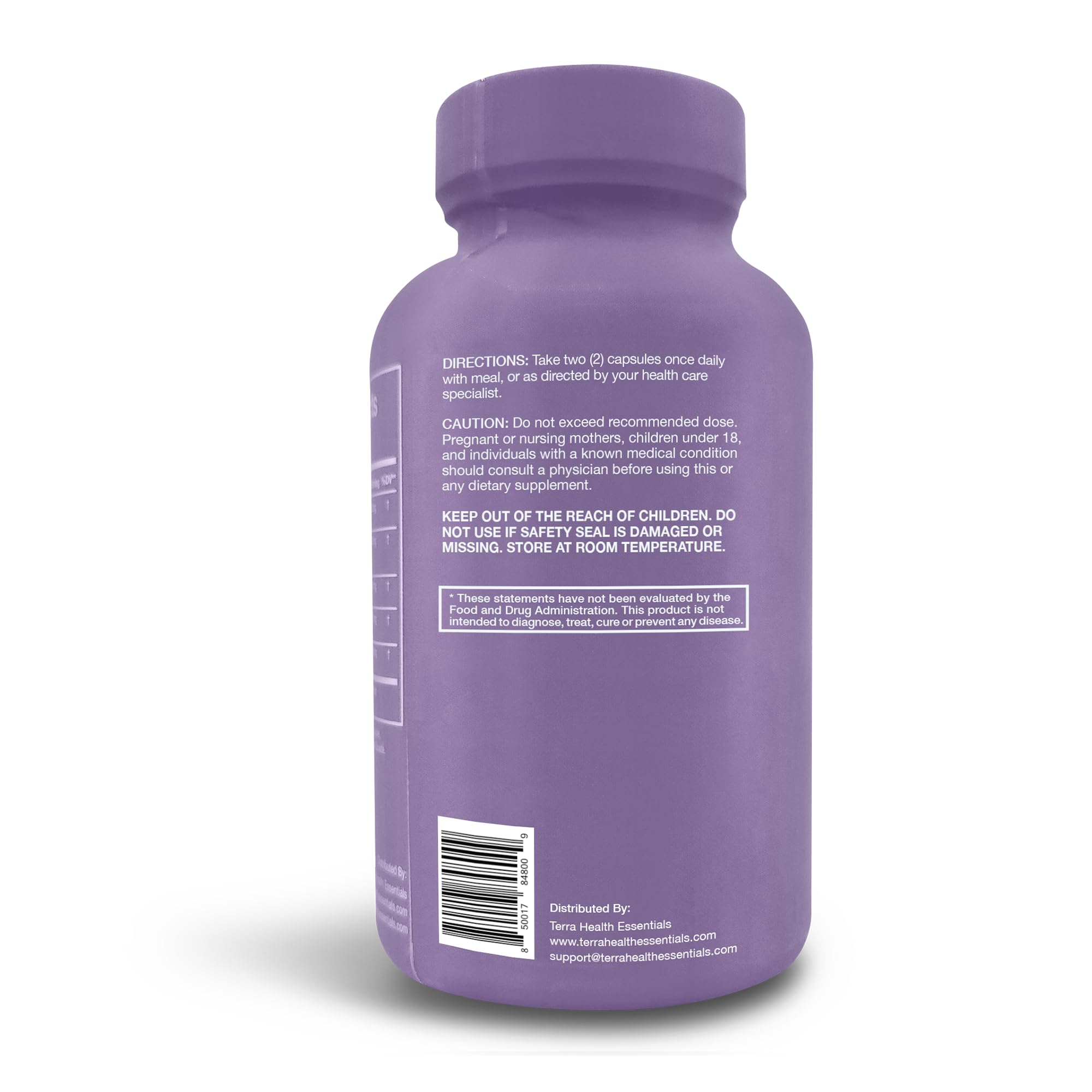 Terra Health Essentials Advanced Probiotics label detail highlights 50B CFU and 11 strains.