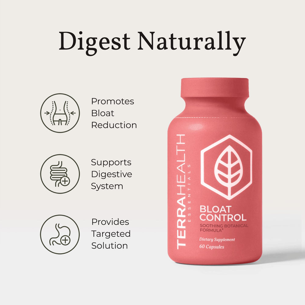 Probiotic strains highlighted in Terra Health Essentials Bloat Control for gut-friendly support.