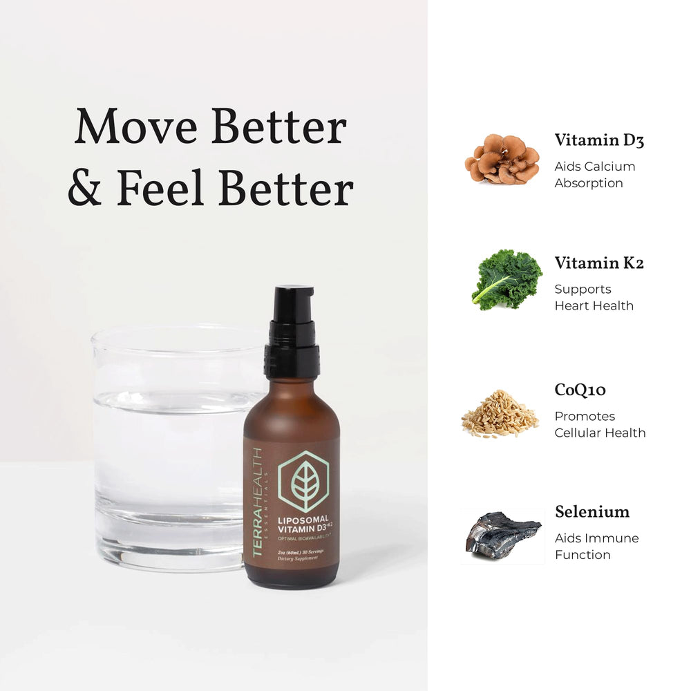 Terra Health Essentials CoQ10-Selenium graphic emphasizes added nutrients