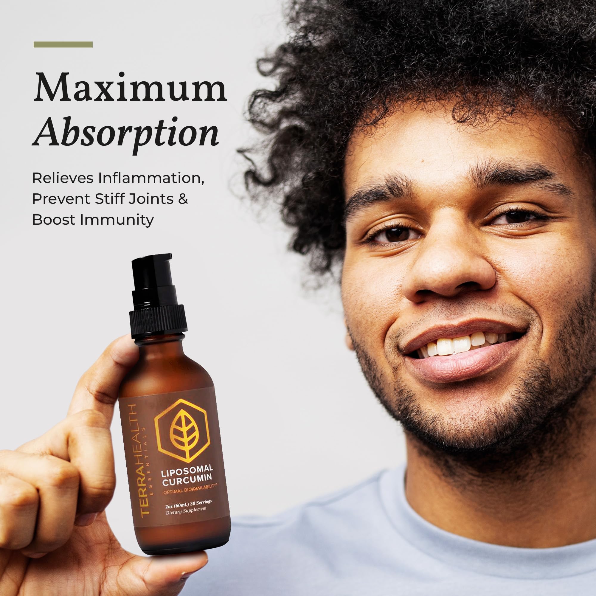 Visual contrast of turmeric and black pepper with Terra Health Essentials concept.