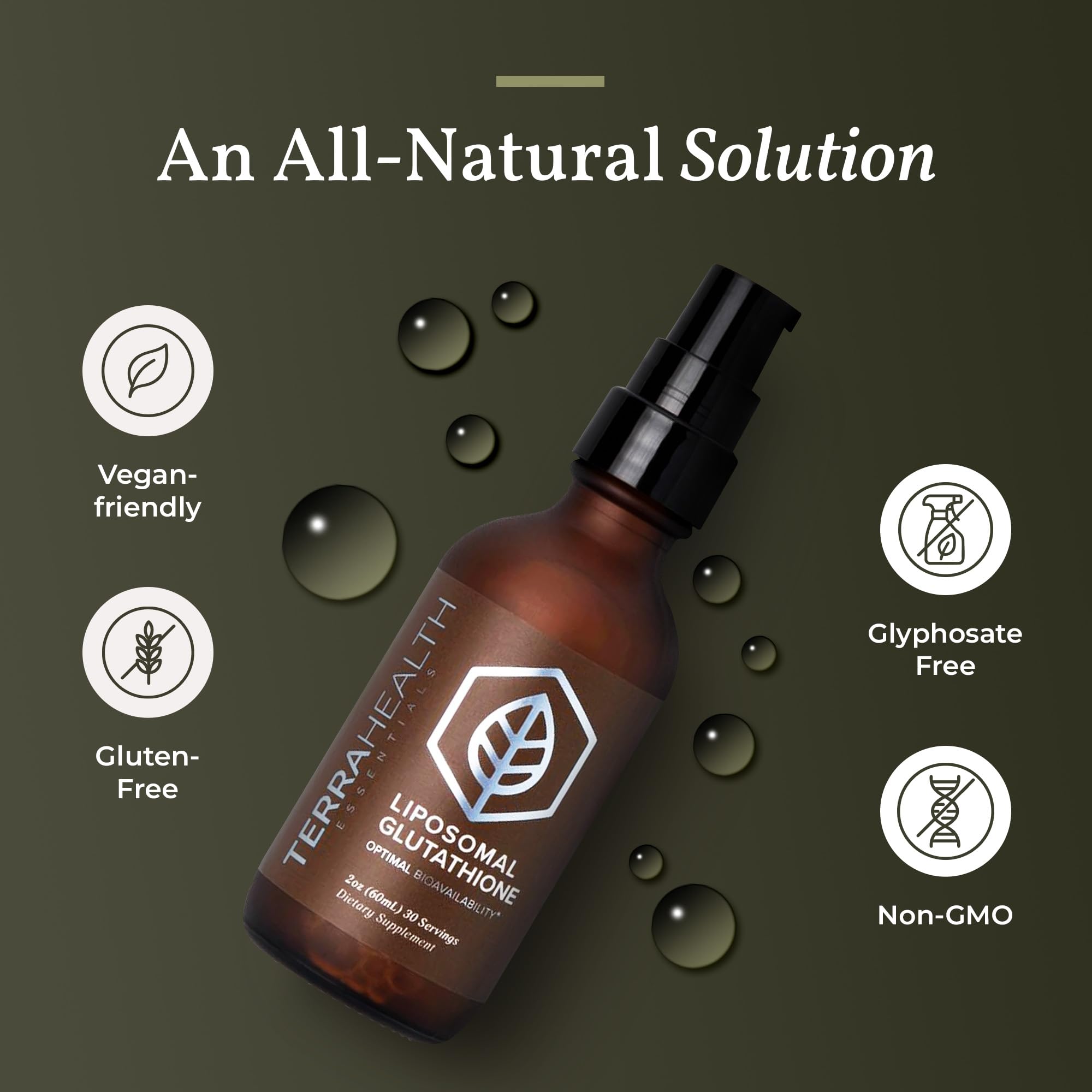 Terra Health Essentials liposomal glutathione being mixed into a beverage