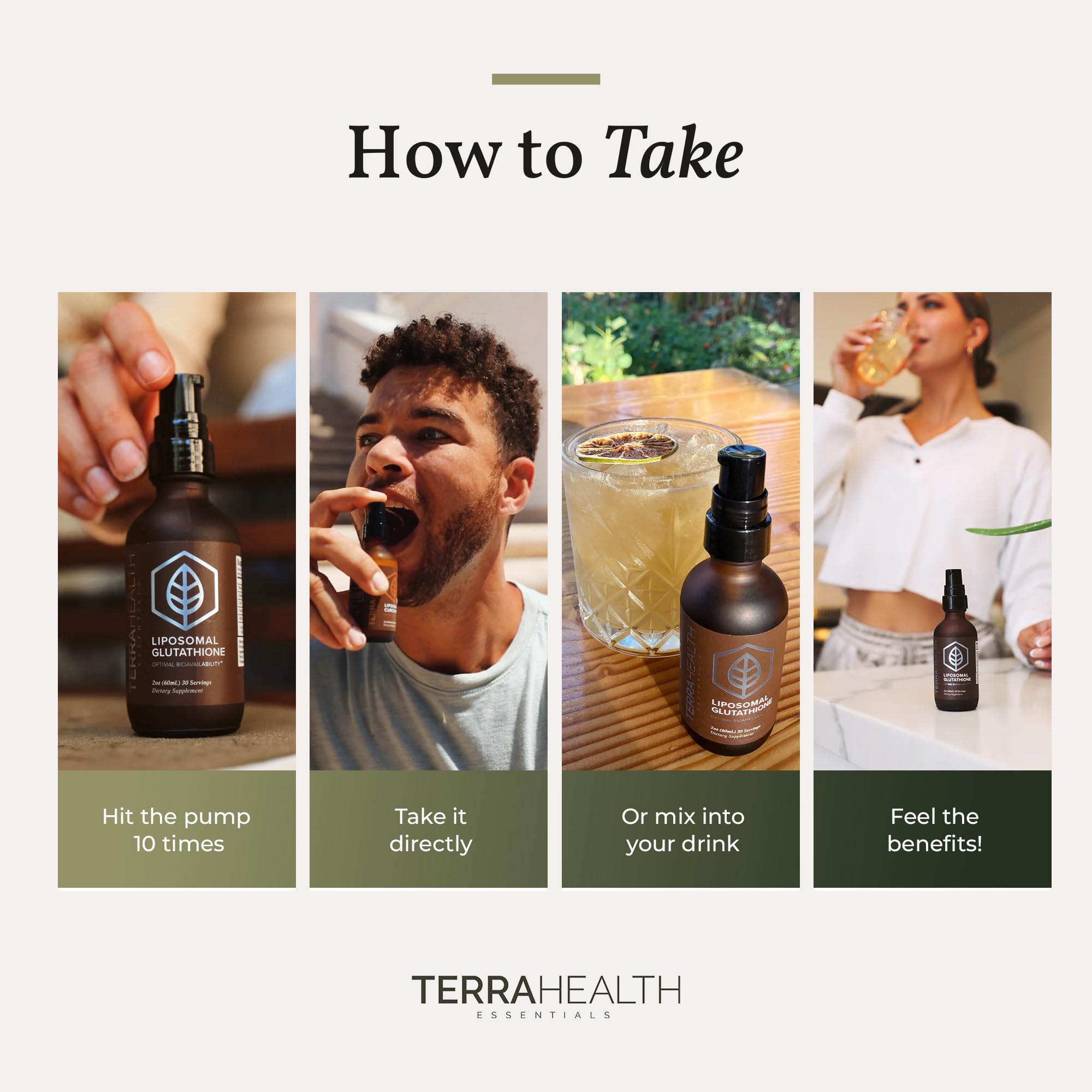 Terra Health Essentials liposomal glutathione travel pack ready for travel