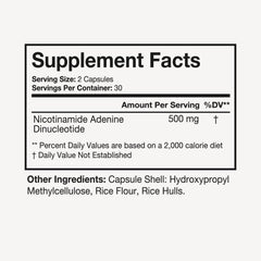 Terra Health Essentials NAD+ label closeup emphasizing natural ingredients