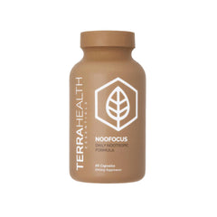 Terra Health Essentials NOOFOCUS bottle ready for daily focus support during work or study.