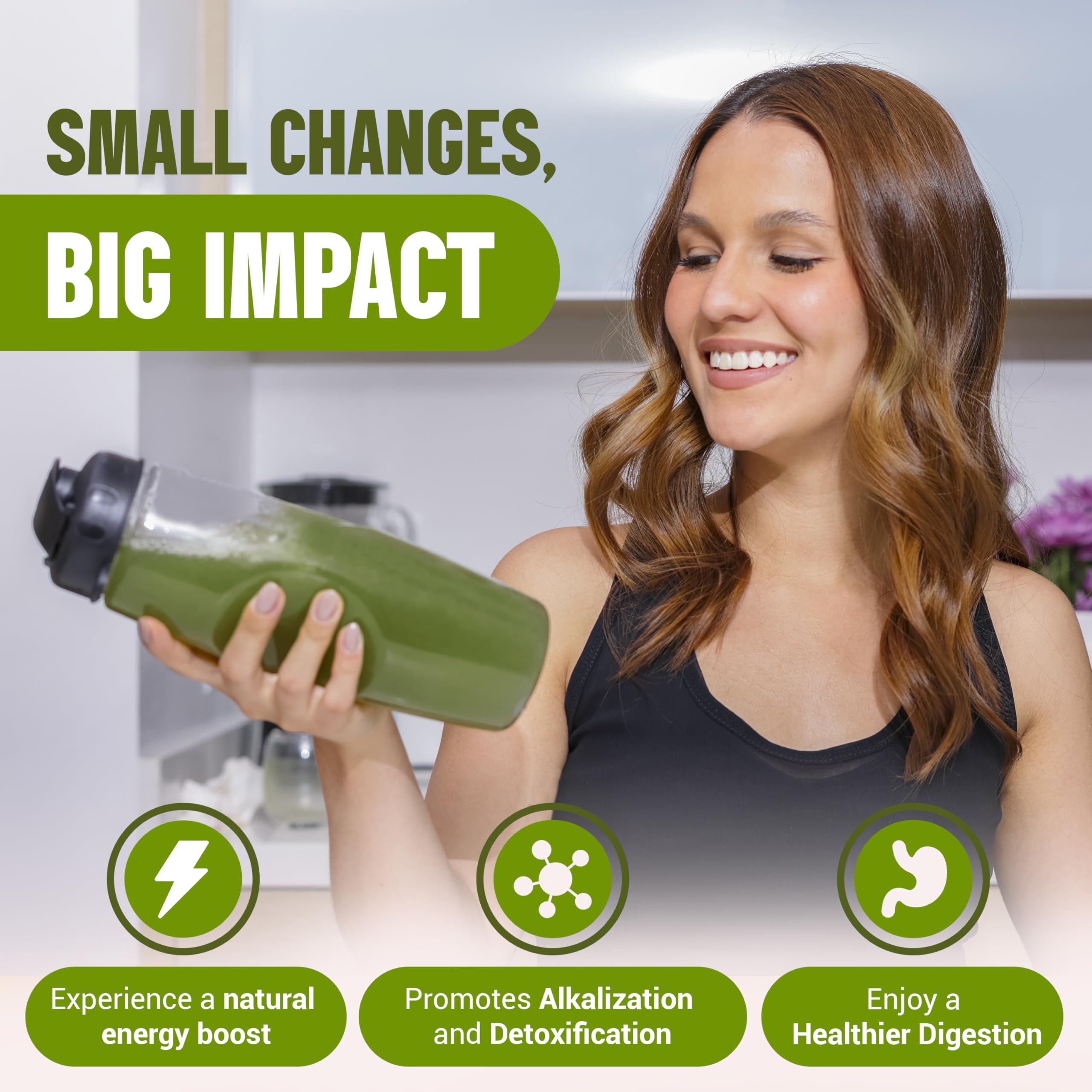 Terra Kai Organics JUCE Green ingredients spread featuring 77 organic superfoods.