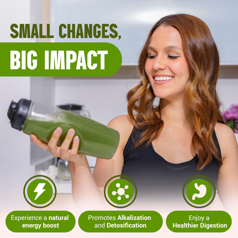 Terra Kai Organics JUCE Green ingredients spread featuring 77 organic superfoods.