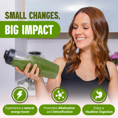 Terra Kai Organics JUCE Green ingredients spread featuring 77 organic superfoods.