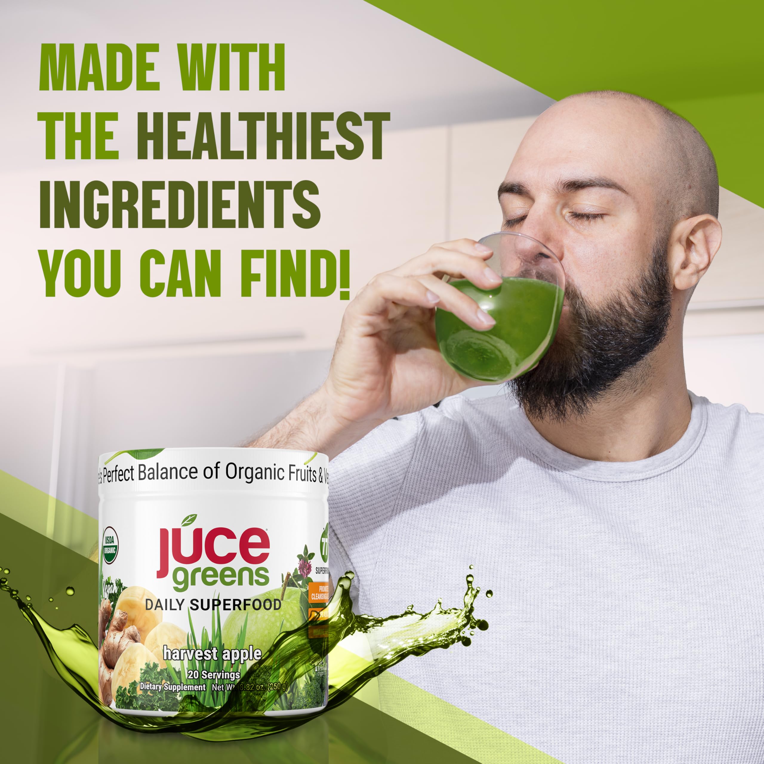 Terra Kai Organics JUCE Green mushroom blend boosts natural immune support.