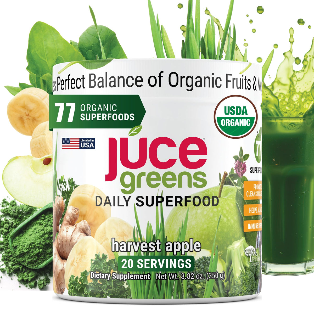 Terra Kai Organics JUCE Green powder scoop enriching daily greens intake.
