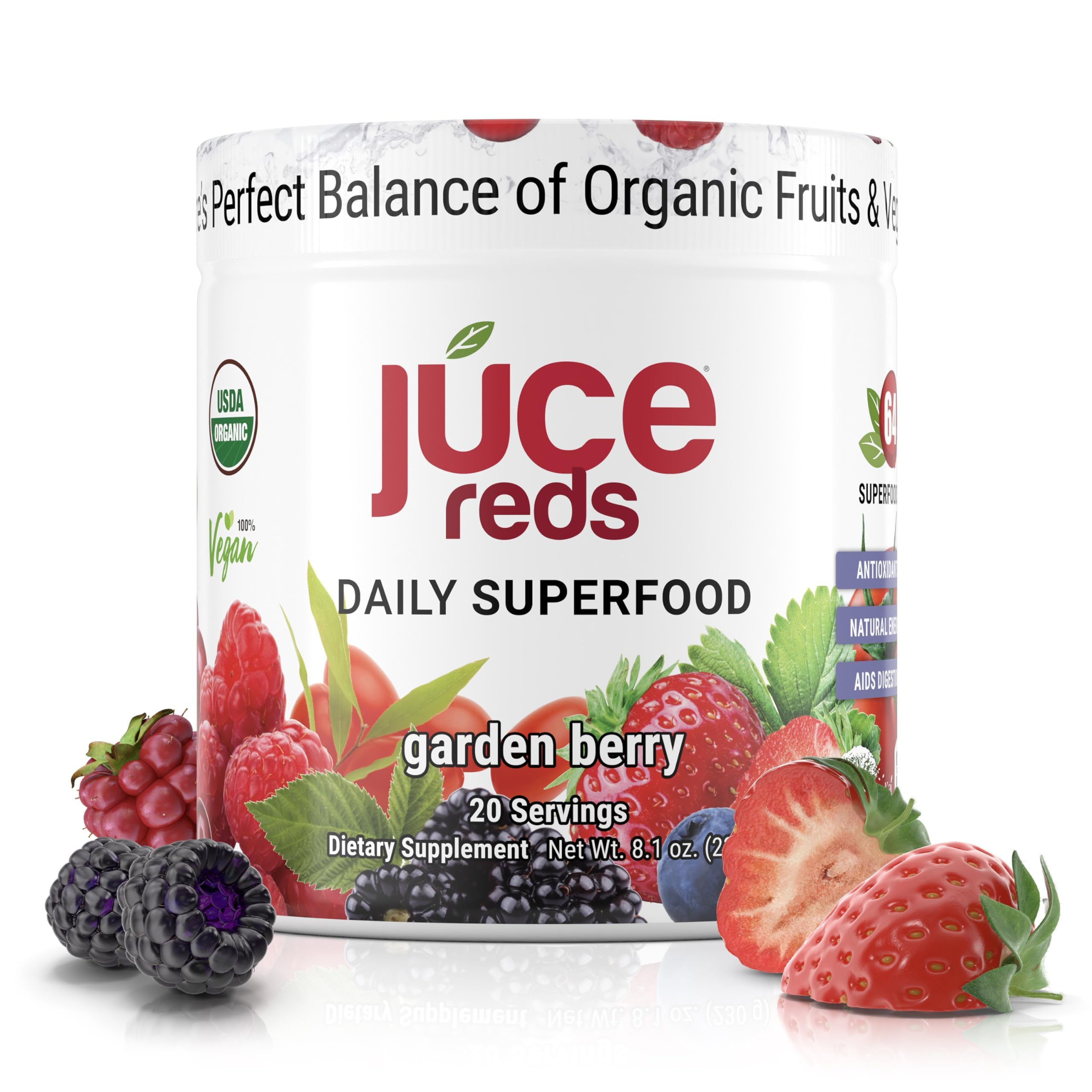 Terra Kai JUCE Reds Garden Berry tub for daily nutrient support.